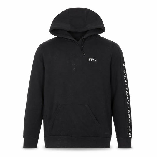 FIVE Mens Black Cotton Pullover Hoodie Size M - Embroidered