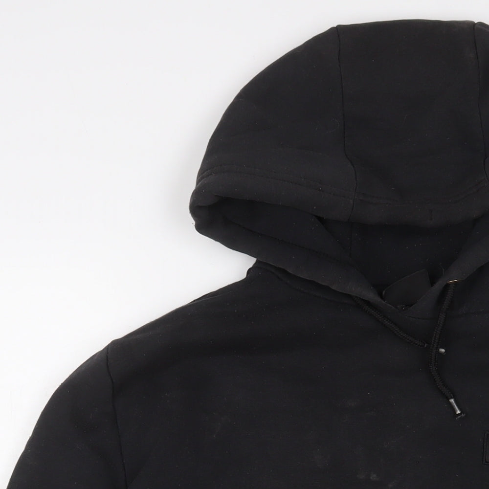 FIVE Mens Black Cotton Pullover Hoodie Size M - Embroidered