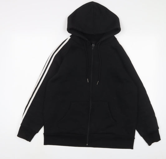 R&B Womens Black Cotton Full Zip Hoodie Size 16 Zip