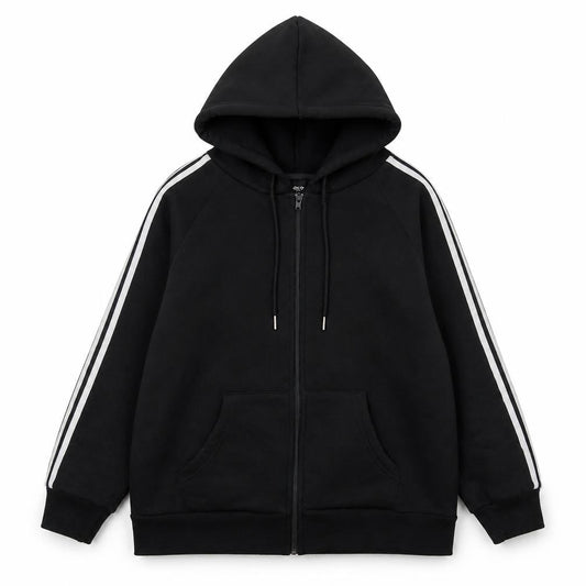 R&B Womens Black Cotton Full Zip Hoodie Size 16 Zip