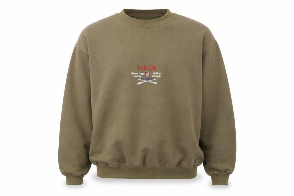 Mr Charley Mens Green Cotton Pullover Sweatshirt Size L - Embroidered