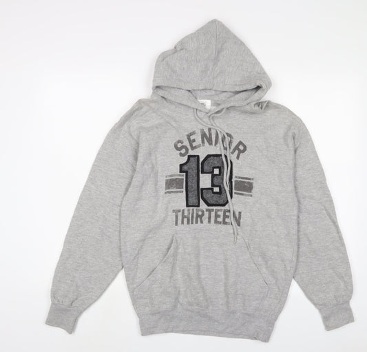 Jostens Mens Grey Cotton Pullover Hoodie Size S - Embroidered