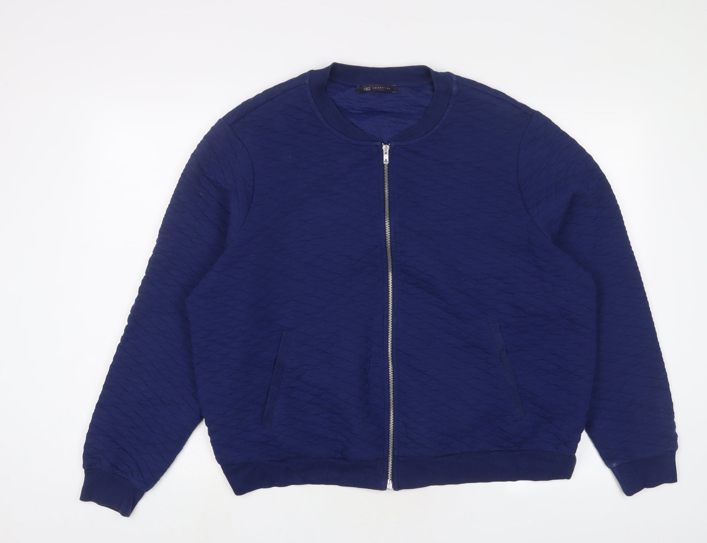 Marks and Spencer Womens Blue Quilted Jacket Size 20 Zip