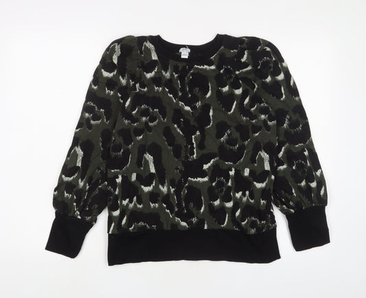 River Island Womens Green Camouflage Cotton Pullover Sweatshirt Size XS Pullover