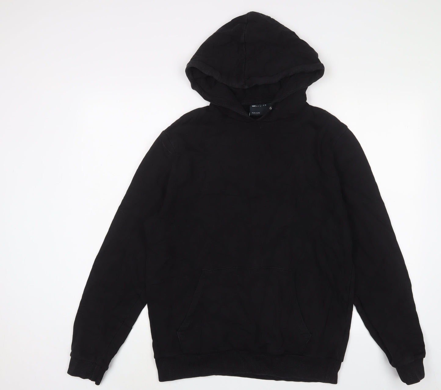 ASOS Mens Black Cotton Pullover Hoodie Size L