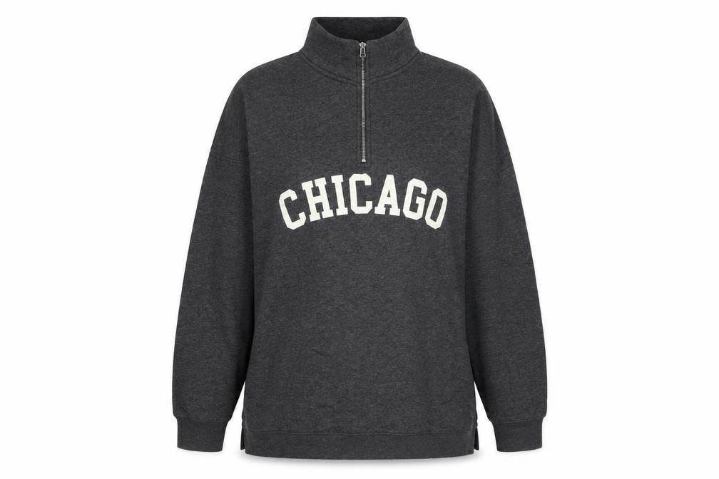 Boohoo Womens Grey Cotton Pullover Sweatshirt Size 16 Zip - Chicago