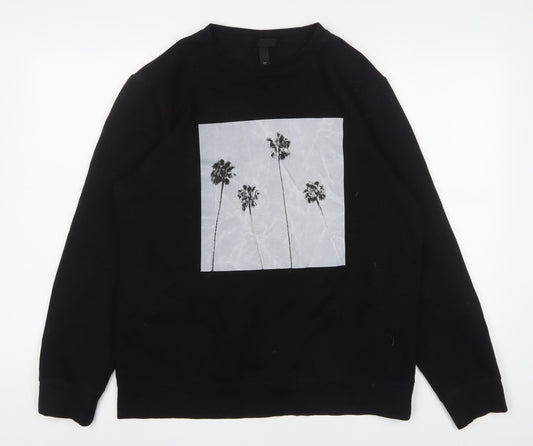 H&M Mens Black Cotton Pullover Sweatshirt Size M