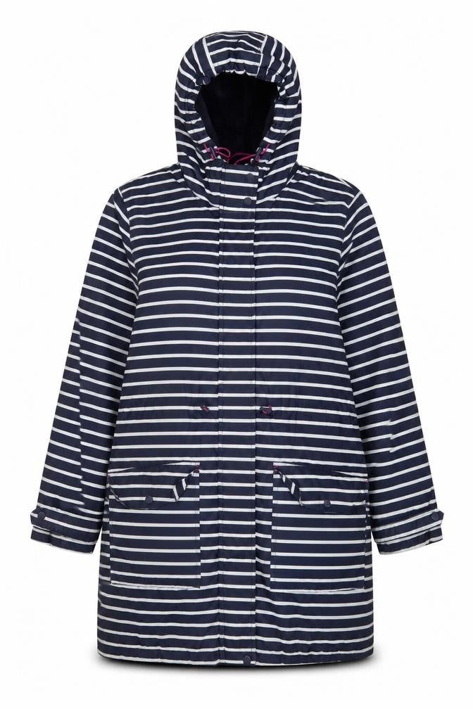 Harvey & Jones Womens Blue Striped Jacket Coat Size L Zip