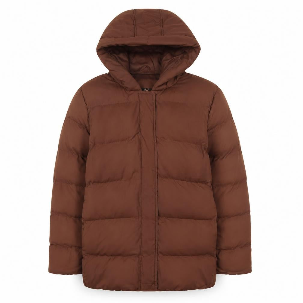 Threadbare Womens Brown Puffer Jacket Coat Size 6 Zip