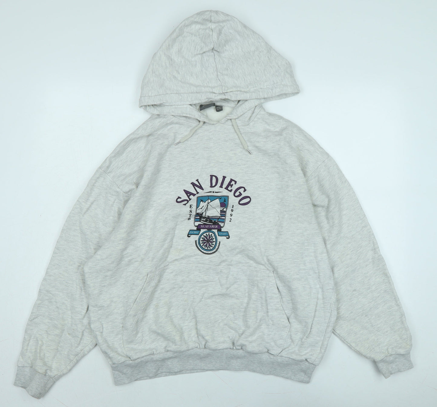 ASOS Mens Grey Polyester Pullover Hoodie Size M - San Diego