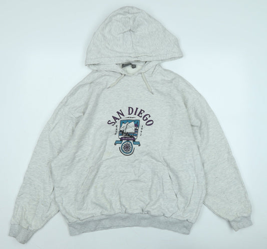 ASOS Mens Grey Polyester Pullover Hoodie Size M - San Diego