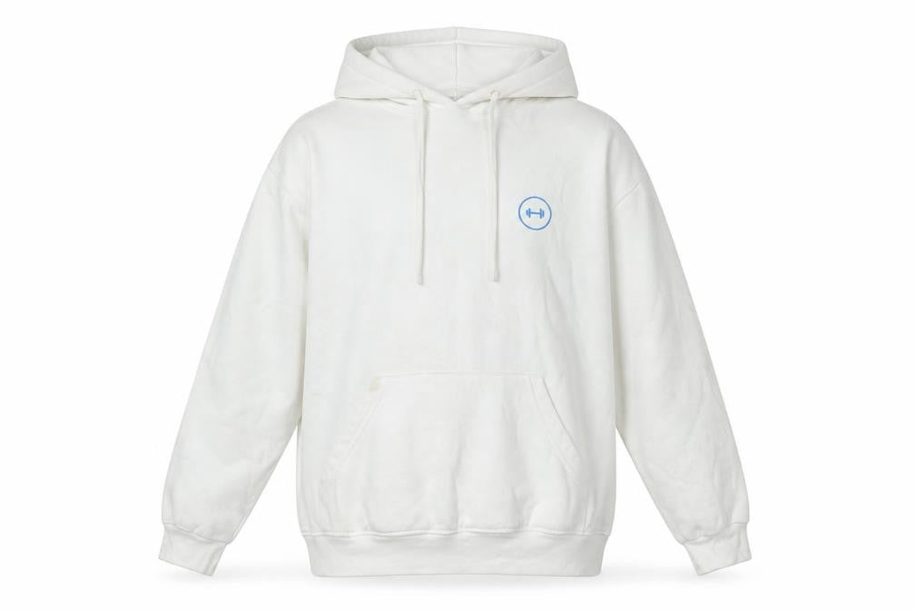 Uneek Mens White Polyester Pullover Hoodie Size M - Logo