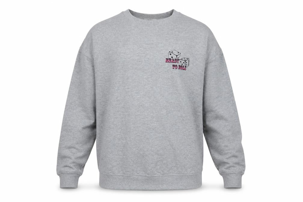 Spotted Mens Grey Polyester Pullover Sweatshirt Size M - Ready to Roll