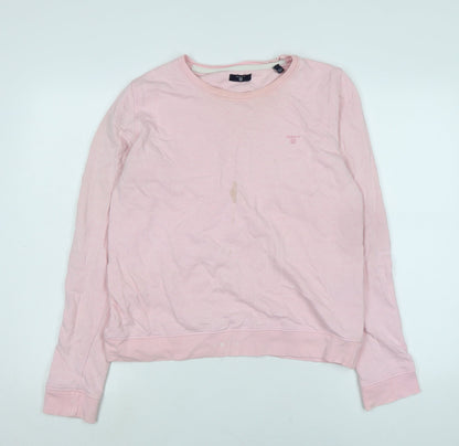 Additional front view of GANT women’s pink polyester pullover sweatshirt, size L, - logo