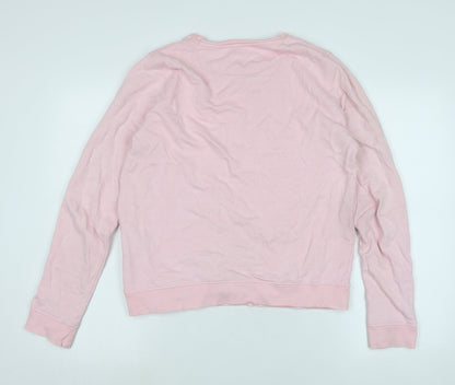 Back view of GANT women’s pink polyester pullover sweatshirt, size L, - logo