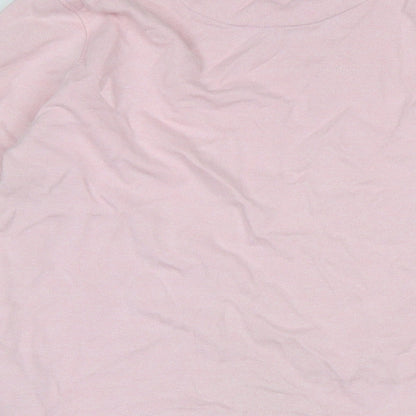 Brand and care label for GANT women’s pink polyester pullover sweatshirt, size L, - logo