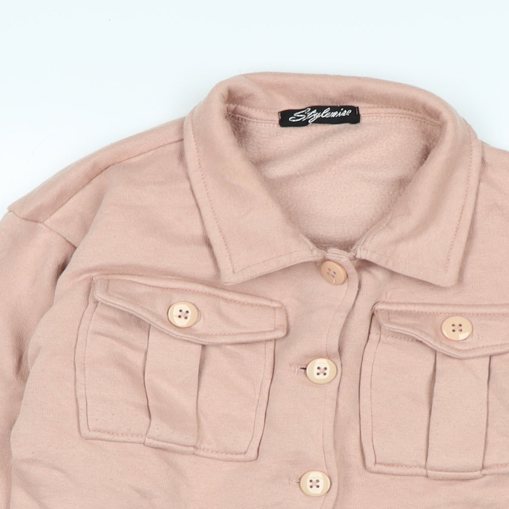Stylewise Womens Pink Jacket Size M Button - Logo