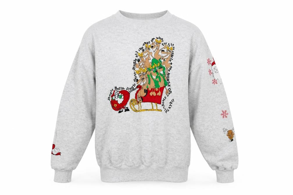 Ultra sweats Mens Grey Polyester Pullover Sweatshirt Size L - Jingle Bells