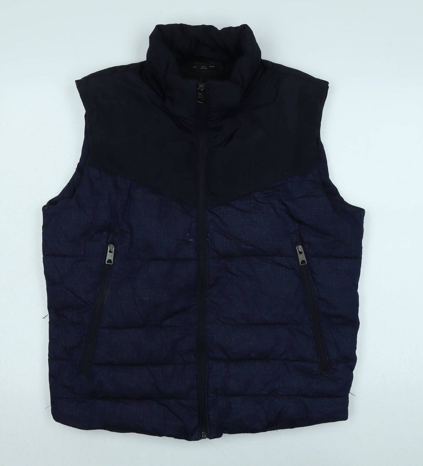 Origional denim Mens Blue Gilet Waistcoat Size L Zip