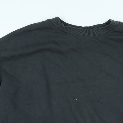 Close-up detail of ASOS women’s grey polyester pullover sweatshirt, size M