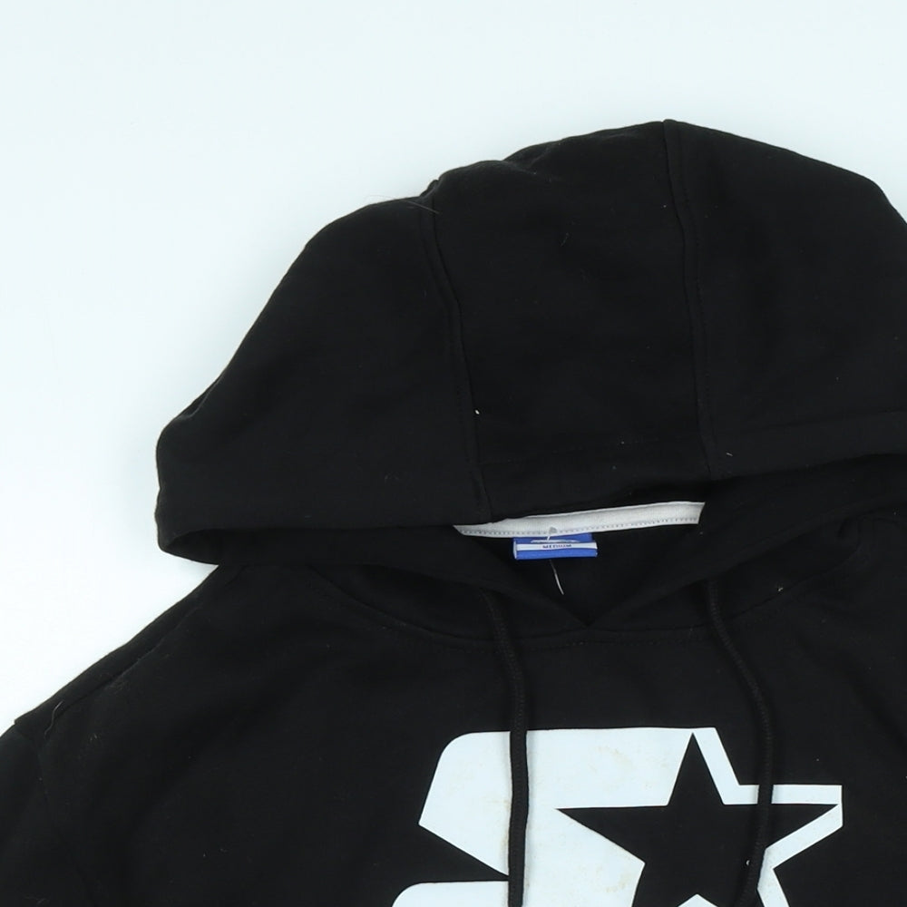 Never Stop Mens Black Polyester Pullover Hoodie Size M