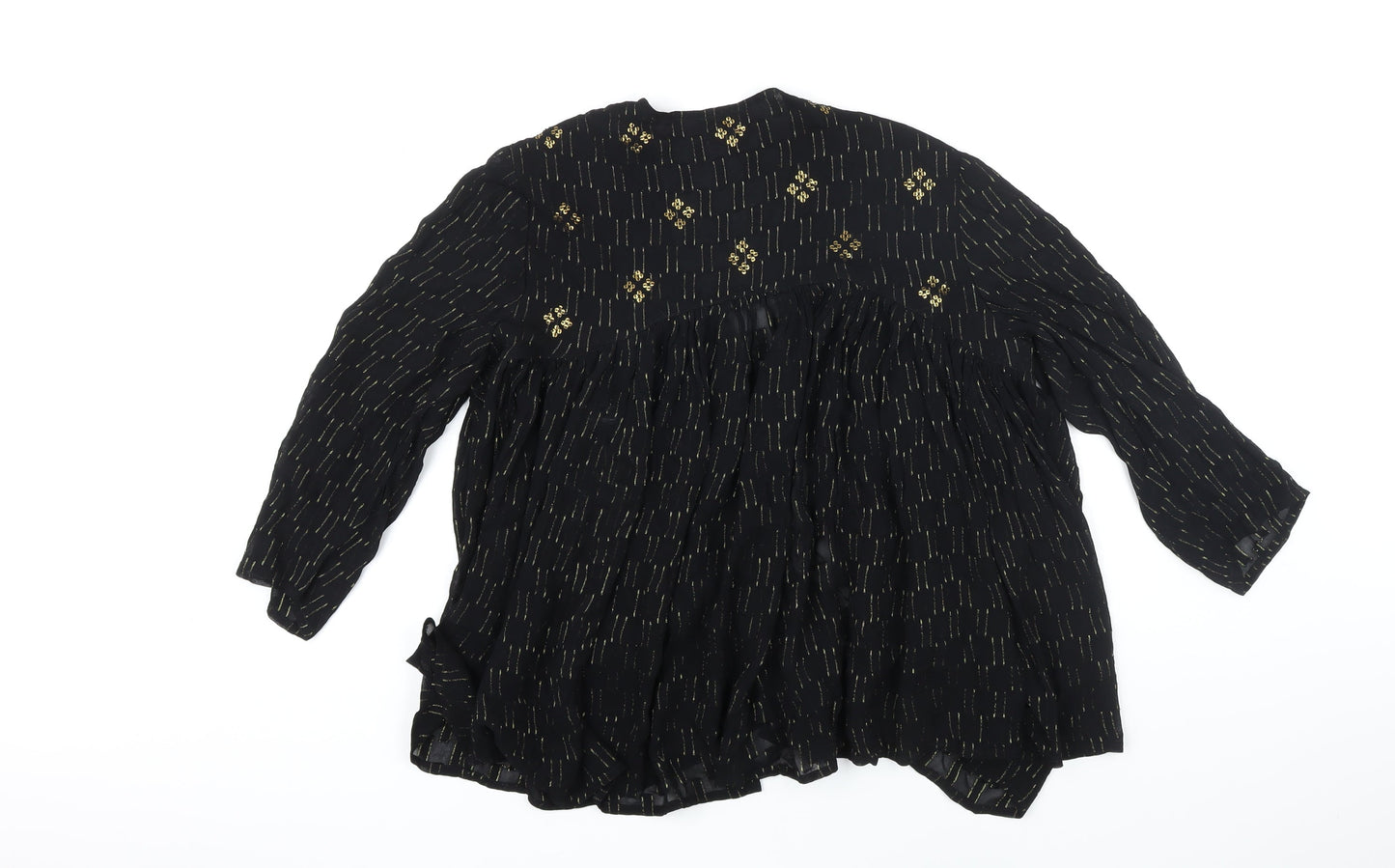 Monsoon Womens Black Geometric Kimono Blazer Size 12 - Sequin detail
