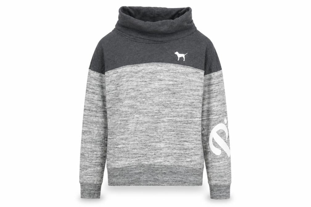 PINK Womens Grey Colourblock Polyester Pullover Sweatshirt Size XS