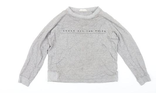 Mango Womens Grey Polyester Pullover Sweatshirt Size S