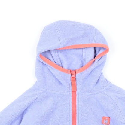 Close-up detail of Hi Gear girls’ purple jacket, size 5-6, years zip
