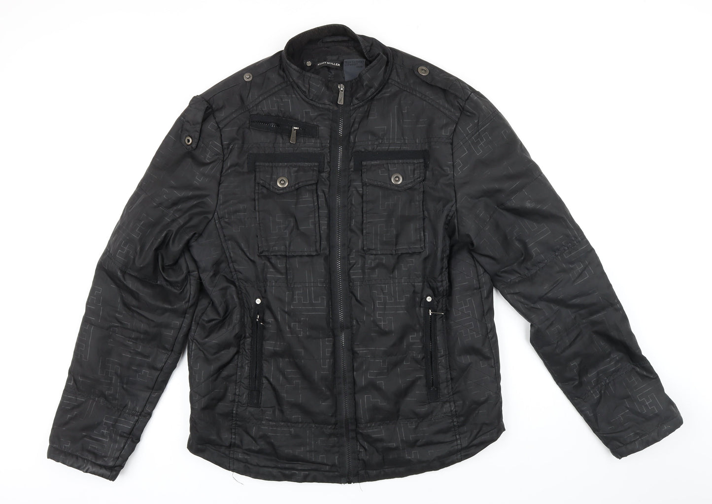 Kurt Miller Mens Black Geometric Jacket Size L Zip