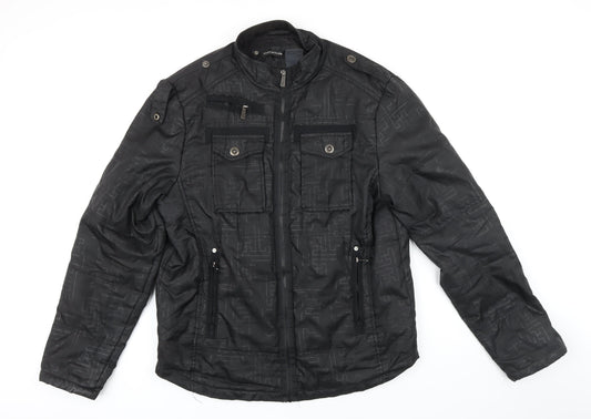 Kurt Miller Mens Black Geometric Jacket Size L Zip