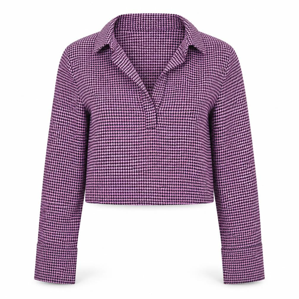 Zara Womens Purple Herringbone Polyester Basic Blouse Size XS Collared