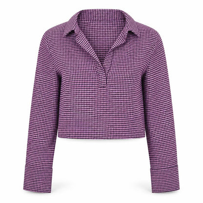 Zara Womens Purple Herringbone Polyester Basic Blouse Size XS Collared