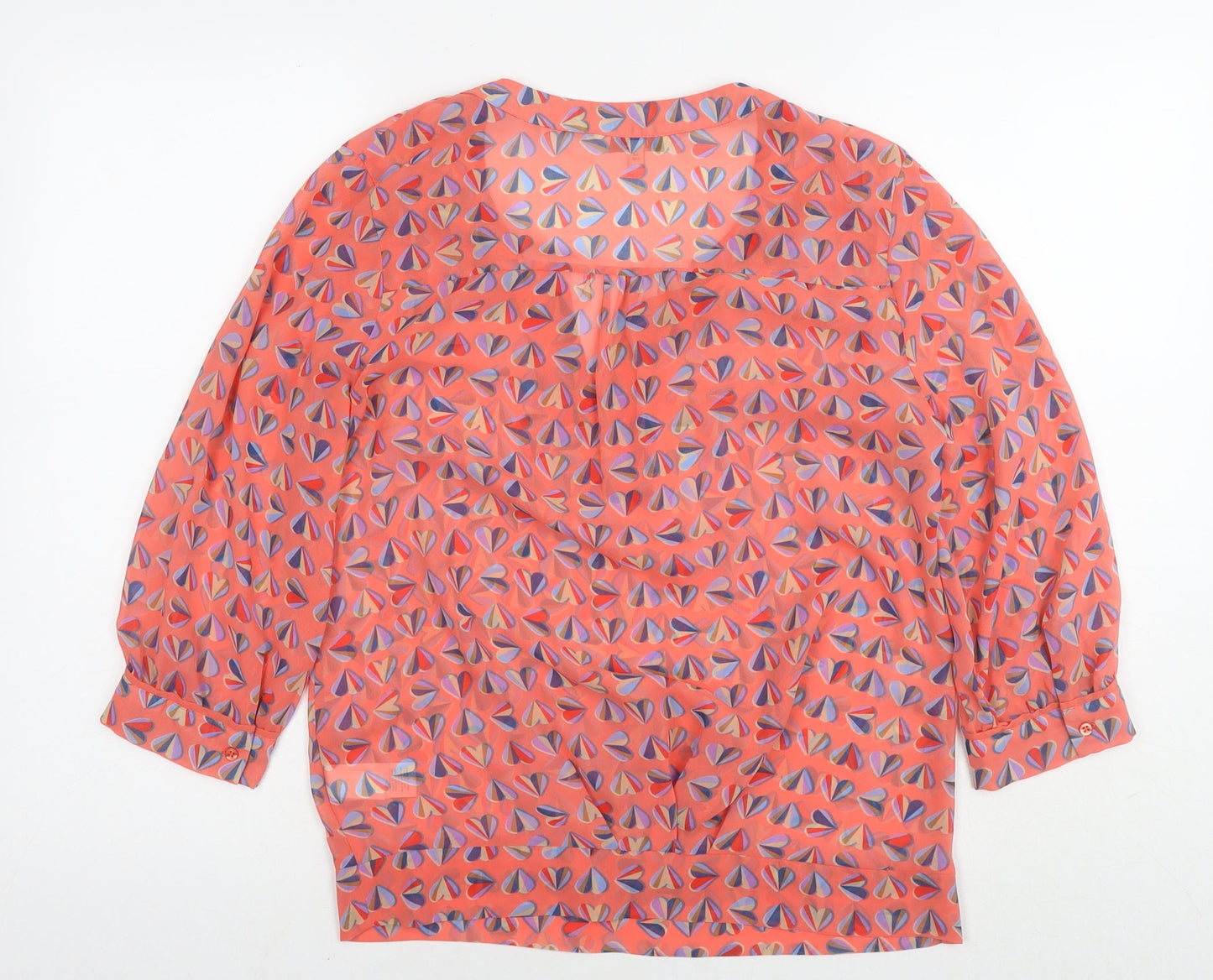 NEXT Womens Red Geometric Polyester Basic Blouse Size 6 V-Neck