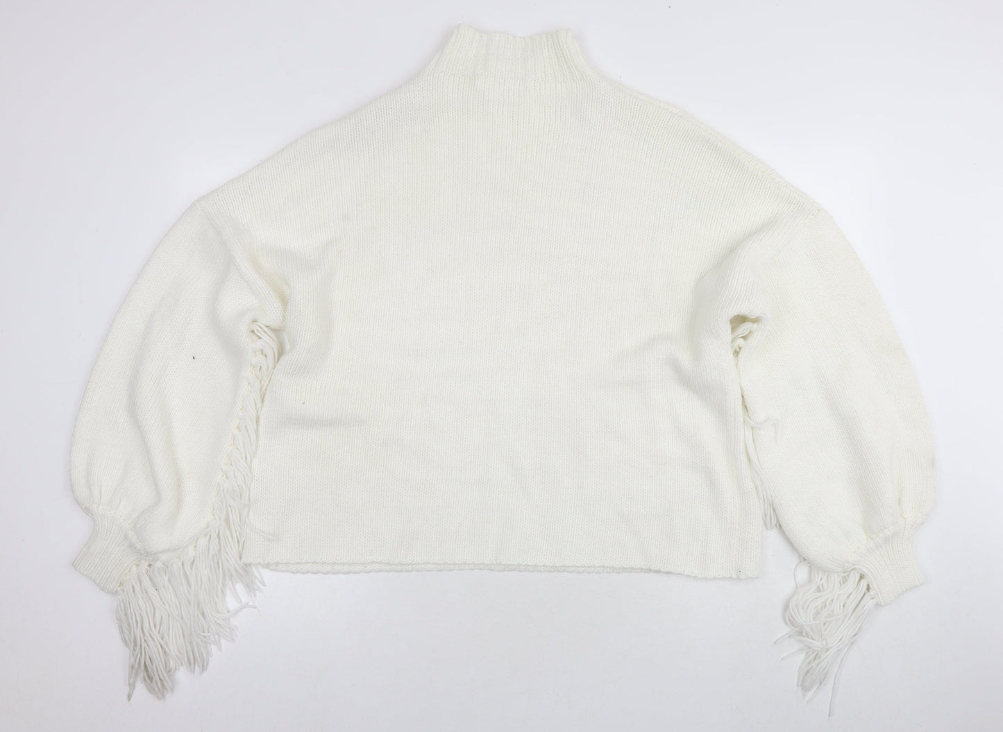 Missguided Womens White Round Neck Acrylic Pullover Jumper Size 16