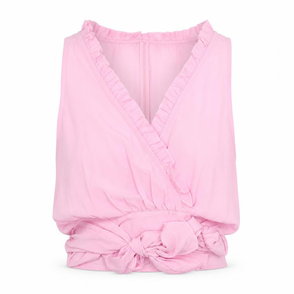 PRETTYLITTLETHING Womens Pink Polyester Basic Blouse Size 30 V-Neck