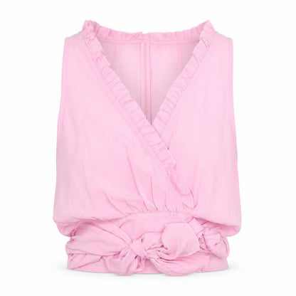 PRETTYLITTLETHING Womens Pink Polyester Basic Blouse Size 30 V-Neck