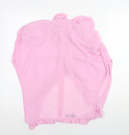 PRETTYLITTLETHING Womens Pink Polyester Basic Blouse Size 30 V-Neck
