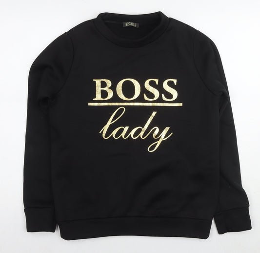 MissFiga Womens Black Polyester Pullover Sweatshirt Size M Pullover - Boss Lady Size M/L