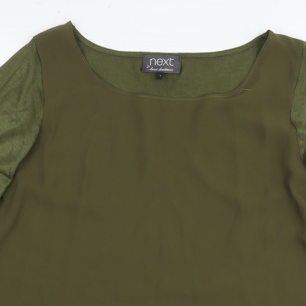 NEXT Womens Green Polyester Basic Blouse Size 8 Round Neck