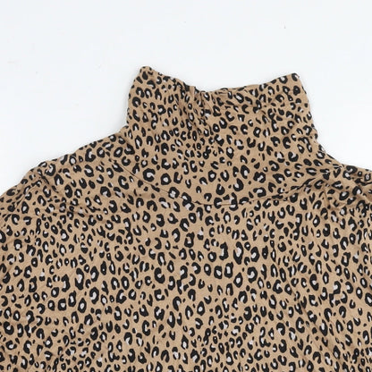 Marks & Spencer Womens Brown Geometric Viscose Basic T-Shirt Size 18 Round Neck