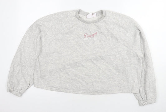 Pineapple Womens Grey Cotton Pullover Sweatshirt Size 10 Pullover - Logo Size 10-12