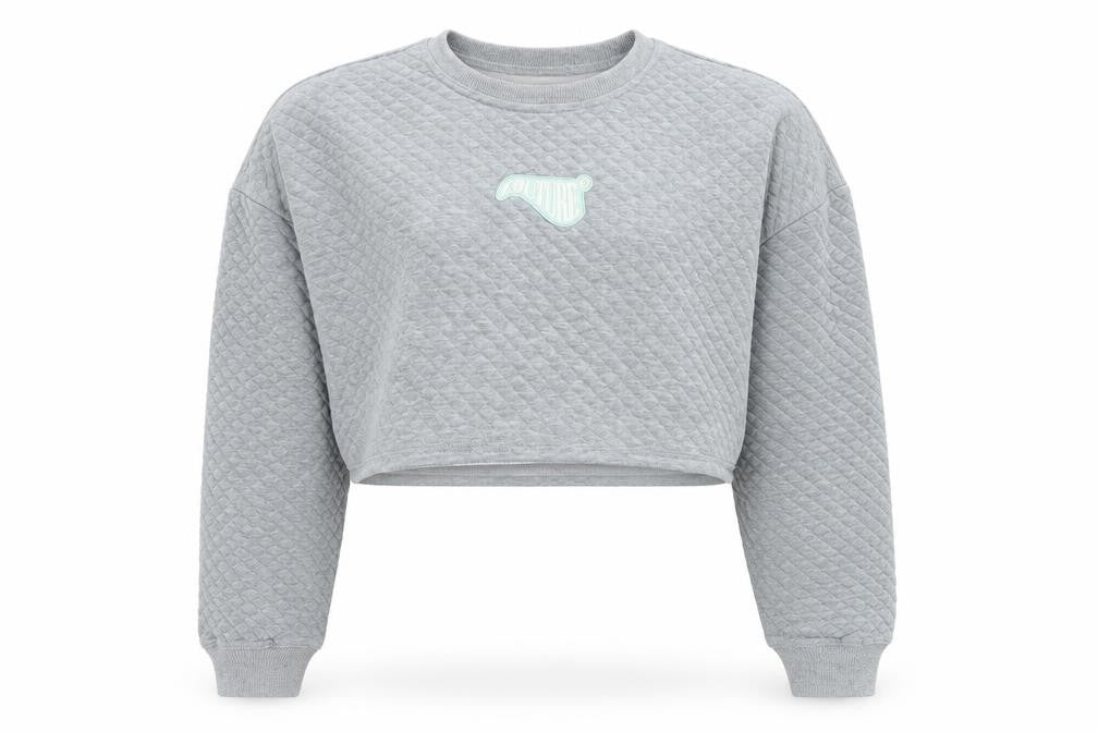 Coulture Womens Grey Cotton Pullover Sweatshirt Size M Pullover - Logo Cropped
