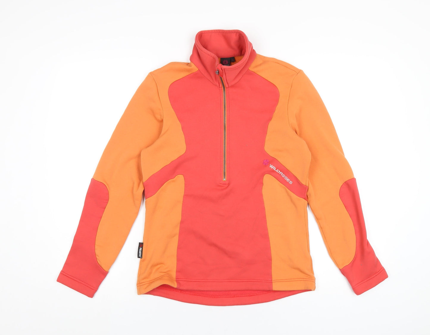 Wild Roses Womens Orange Cotton Pullover Sweatshirt Size L Zip