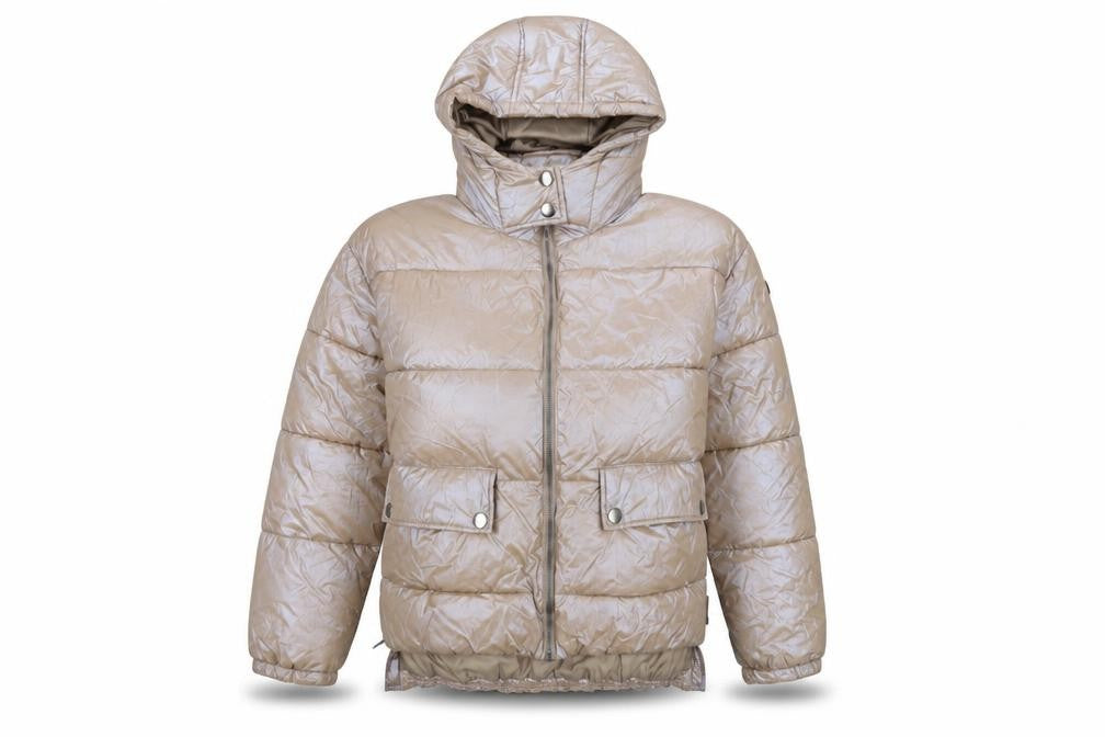 Harvey Jones Womens Beige Puffer Jacket Coat Size 12 Zip