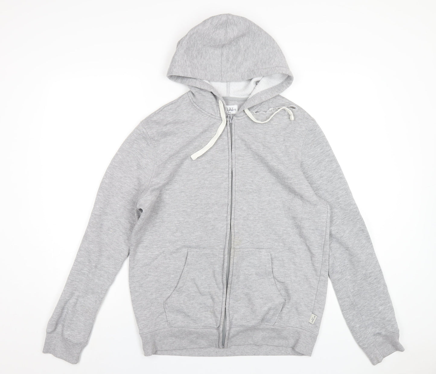 Easy Mens Grey Cotton Full Zip Hoodie Size M