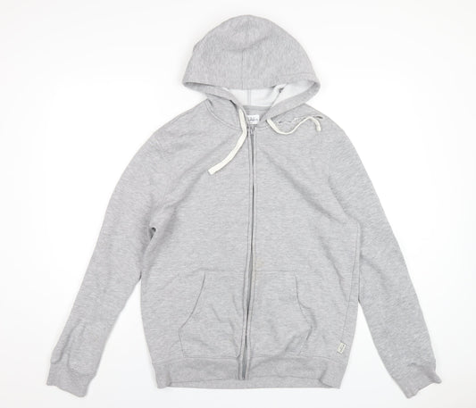 Easy Mens Grey Cotton Full Zip Hoodie Size M