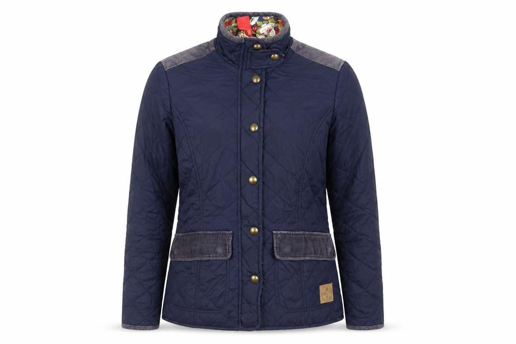 Harvey & Jones Womens Blue Quilted Jacket Size 8 Zip