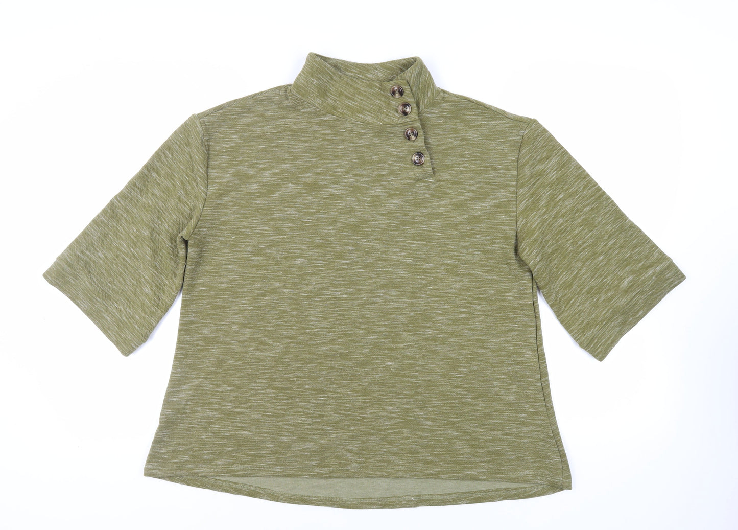 Rain Womens Green Polyester Pullover Sweatshirt Size M Button