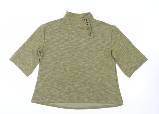 Rain Womens Green Polyester Pullover Sweatshirt Size M Button
